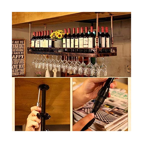 GttuiT Casier à vin Casier à vin Flottant monté au Plafond, casier à vin en métal, étagère de Plafond réglable, étagère de Ra