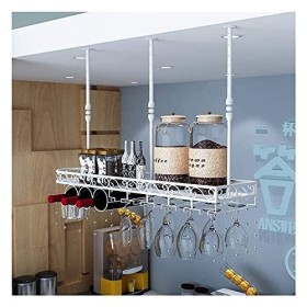 Casier à vin suspendu au plafond avec étagère en verre, casier à verres à vin suspendu de style européen, casier à vin à len