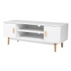 Happy Garden Meuble TV Joey Blanc. Meuble Bas Style scandinave pour télévision et Console de Jeux. Meuble avec armoires et ét
