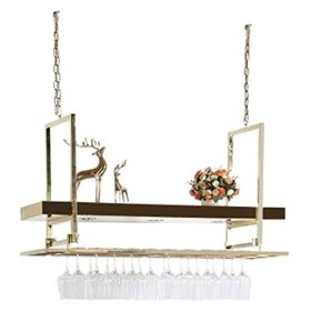 Casier à vin suspendu avec support en verre et étagère, bar casier à vin au plafond casier à vin suspendu casier à vin bécher