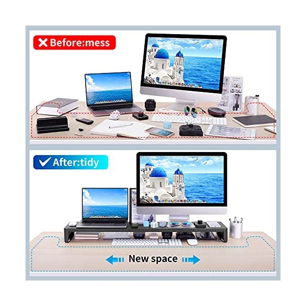 VAYDEER Support de Moniteur Double en métal - Support de Transfert de données pour 2 moniteurs - Support de Moniteur en métal