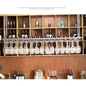 Casier à vin Suspendu avec Support en Verre et étagère, Porte-Verre à vin à lenvers, casier à Verre Suspendu pour Bar, casie