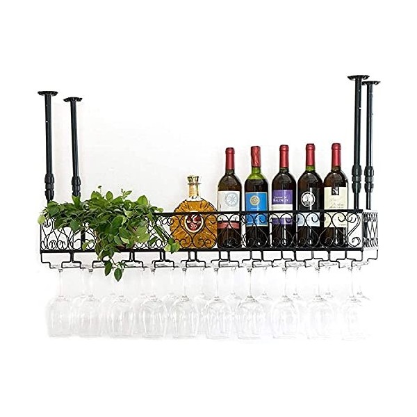 Casier à vin Suspendu avec Support et étagère en Verre, casier à Verres à vin, casier à Verres pour Bar KTV, Support à lenve