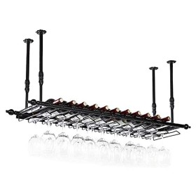 Casier à vin Suspendu avec Support en Verre et étagère, casier à vin au Plafond, casier à vin Suspendu, casier à vin, présent