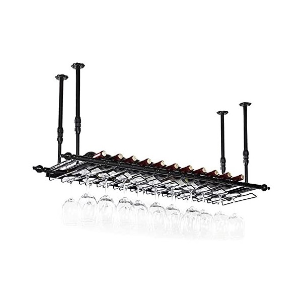 Casier à vin Suspendu avec Support en Verre et étagère, casier à vin au Plafond, casier à vin Suspendu, casier à vin, présent