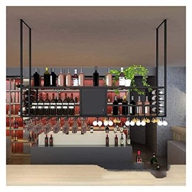 Casier à vin Suspendu avec Support en Verre et étagère, casier à Verre à vin Suspendu en Fer de Style européen, Support à Ver