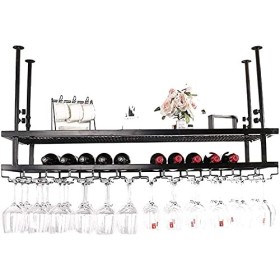 Casier à vin Suspendu avec Support en Verre et étagère, casier à vin, casier à vin Suspendu, casier à Verres à vin, Bar à le