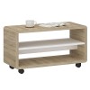 IDIMEX Meuble TV sur roulettes ISABA avec 2 niches de Rangement, Meuble télé en mélaminé chêne Sonoma et Blanc