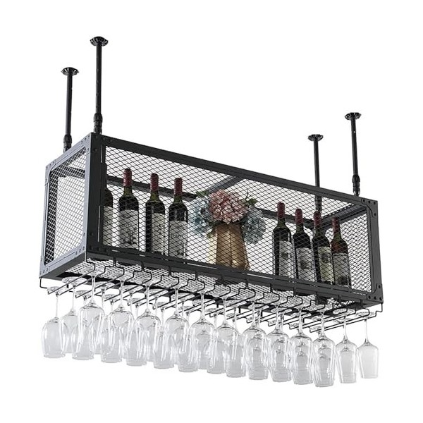 Casier à vin Casier à verres à vin suspendu, porte-bouteille de vin monté au plafond, casier à vin casier à verres à champagn