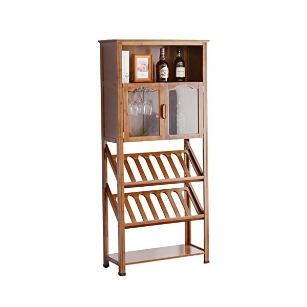 MOOWI Wine Cabinet Armoire à vin avec Porte en Verre et Compartiment de Rangement for Salon, Bar à Domicile, Salle à Manger W