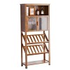 MOOWI Wine Cabinet Armoire à vin avec Porte en Verre et Compartiment de Rangement for Salon, Bar à Domicile, Salle à Manger W