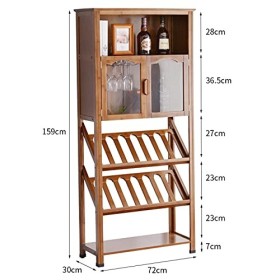 MOOWI Wine Cabinet Armoire à vin avec Porte en Verre et Compartiment de Rangement for Salon, Bar à Domicile, Salle à Manger W