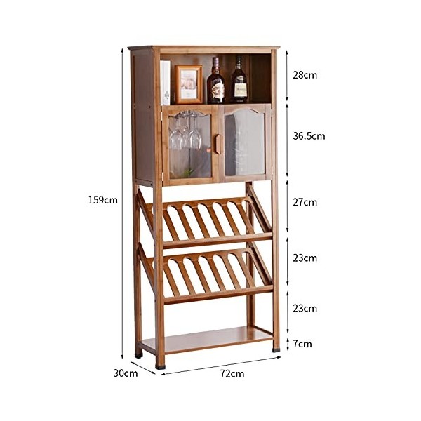 MOOWI Wine Cabinet Armoire à vin avec Porte en Verre et Compartiment de Rangement for Salon, Bar à Domicile, Salle à Manger W