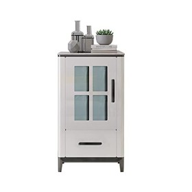 MOOWI Wine Cabinet Armoire à vin, Armoire de Rangement Moderne Minimaliste en Bois et marbre for Salon, Blanche Wine Cabinet