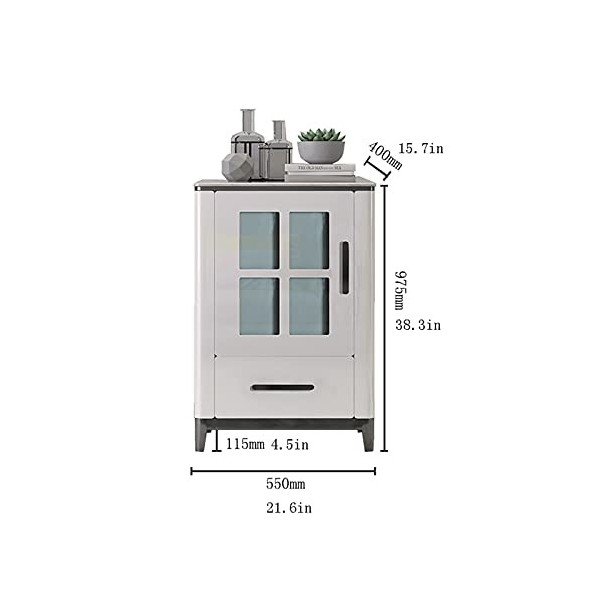 MOOWI Wine Cabinet Armoire à vin, Armoire de Rangement Moderne Minimaliste en Bois et marbre for Salon, Blanche Wine Cabinet