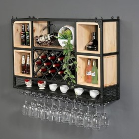 ELLiat Casier à vin Mural casier à vin Suspendu au Plafond Porte-Bouteille de vin unité de Bar étagères flottantes Porte-gobe