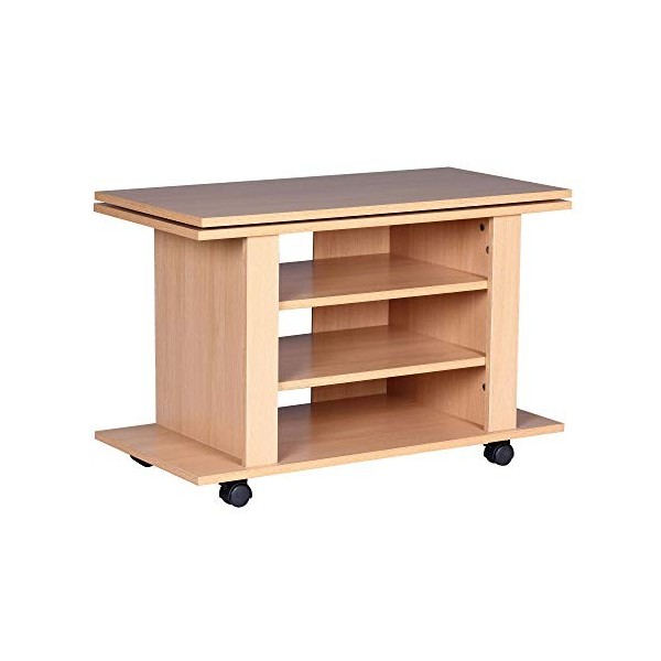 FineBuy Armoire de télévision Bois hêtre 75 x 51 x 38 cm Meuble TV | Table de télévision tournant | Commode TV Style Moderne 