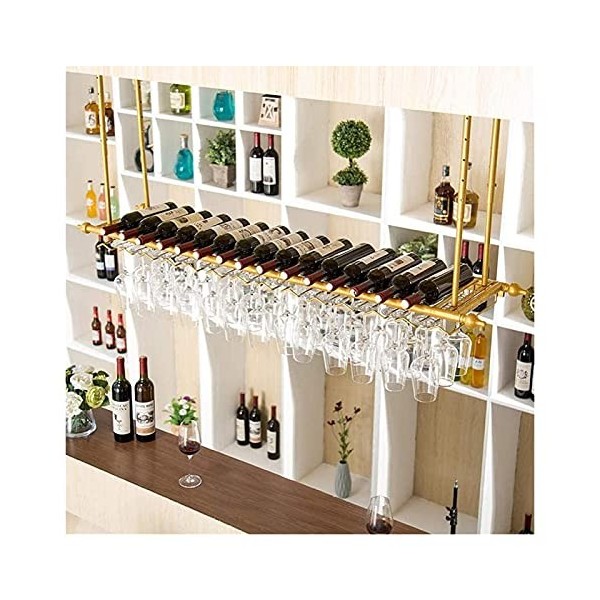 Casier à vin suspendu avec support en verre et étagère, casier à vin au plafond, casier à verre suspendu, casier à vin, prése