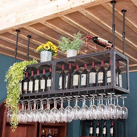 Bar Restaurant Support De Verre À Vin Maison Plafond Grille Fer Art Porte-Bouteille De Vin À Lenvers Support De Rangement Po
