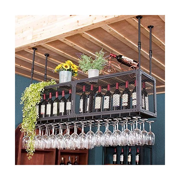 Bar Restaurant Support De Verre À Vin Maison Plafond Grille Fer Art Porte-Bouteille De Vin À Lenvers Support De Rangement Po
