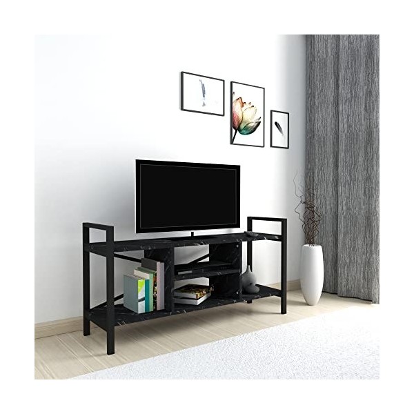 [en.casa] Meuble TV pour Salon Banc TV Support de Télé avec Espace de Rangement Métal Panneau de Particules 61 x 120 x 35 cm 
