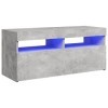 Keyur Meuble TV, Banc TV Buffet Bas Support de Télévision Meuble Télé Meuble TV avec lumières LED Gris béton 90x35x40 cm