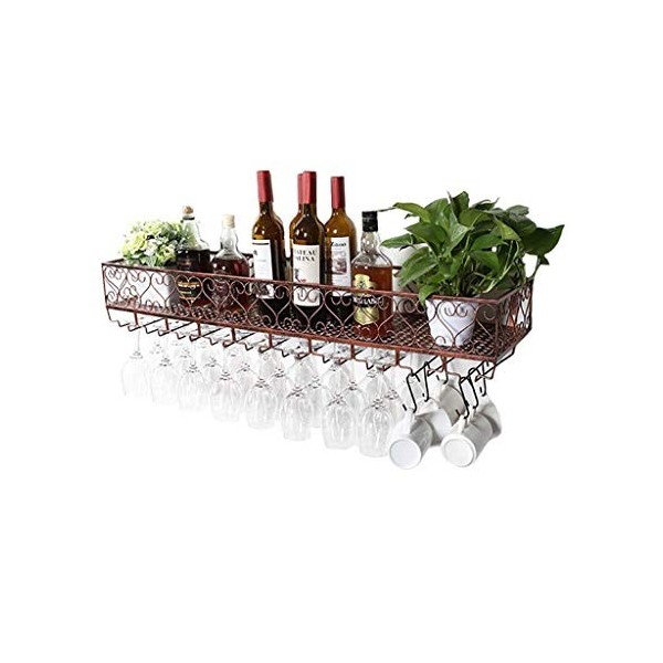 Étagères flottantes pour bar, casier à vin, hauteur réglable, porte-bouteille de vin, fer en métal, verres à vin, gobelets, v