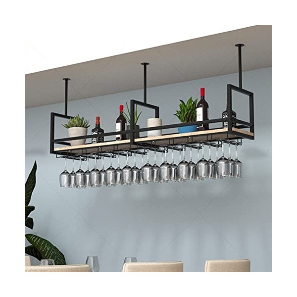 Casier à verres à vin suspendu, casier à vin suspendu, casier à vin, support mural en fer forgé, étagères flottantes au plafo