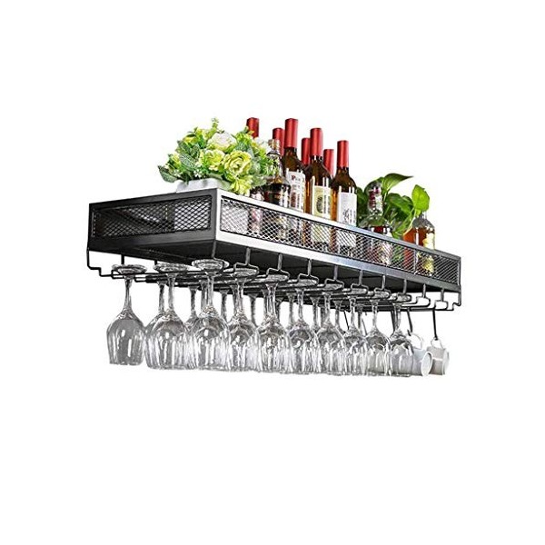 GttuiT Casier à vin unité de Bar étagères flottantes Supports muraux à vin, Support en Verre de Bouteille, casier à vin Rusti