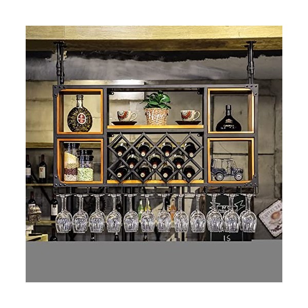 Casier à vin industriel mural, casier à verres à vin au plafond, casier à vin suspendu réglable en hauteur, casier à verres à