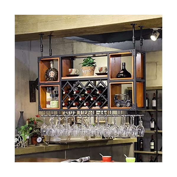 Casier à vin industriel mural, casier à verres à vin au plafond, casier à vin suspendu réglable en hauteur, casier à verres à