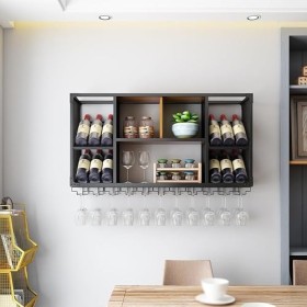 Casier à vin industriel Casier à verre à vin, étagères flottantes pour unité de bar, présentoir à bouteilles, support suspend