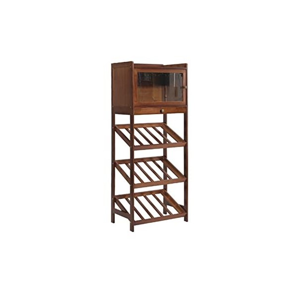 MOOWI Wine Cabinet Armoire à vin avec Porte-gobelet en Acier Inoxydable, Petite étagère à vin en Bois for Restaurant, Salon, 
