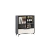 MOOWI Wine Cabinet Armoire à vin, Armoire de Bar en Planches artificielles avec Porte et tiroirs en Verre, présentoir à vin f