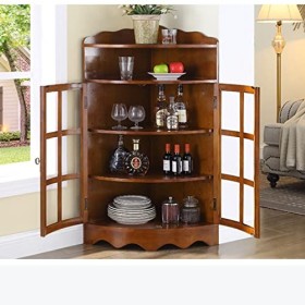 MOOWI Wine Cabinet Armoire de Rangement Triangulaire dangle, vin en Bois avec Deux Portes et étagère réglable for Salle de B