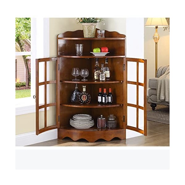 MOOWI Wine Cabinet Armoire de Rangement Triangulaire dangle, vin en Bois avec Deux Portes et étagère réglable for Salle de B