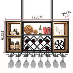 ATHUAH Casier à vin, bar, restaurant, casier à verres à vin, support de verres à pied en fer pour la maison, plafond rouge, f