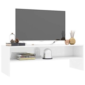 Tidyard Meuble TV Meuble de Salon Moderne pour Télévision Verre Idéal pour Salon/Chambre Blanc Brillant 120 x 40 x 40 cm