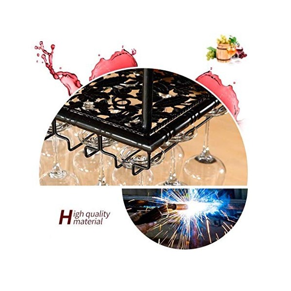 inBEKEA Casier à vin, Bar, Restaurant, Suspendu, casier à Verres à vin, Porte-Bouteille de vin à Hauteur réglable, Porte-gobe