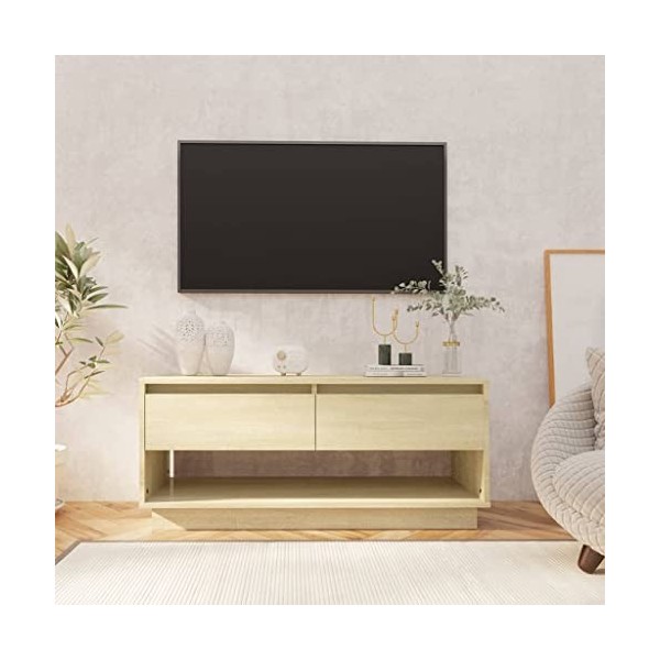 VEEKI Meuble TV, Meuble TV Suspendu, Meuble TV Blanc, Meuble TV Industriel, Meubles de Salon, Salon, Chambre, Cadre en Acier,