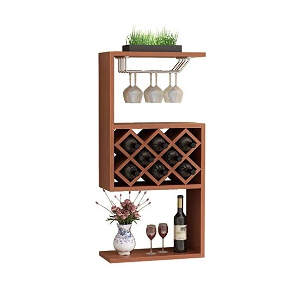Casier à verres à vin suspendu-étagères porte-gobelet armoire à vin murale en bois, simple et moderne maison restaurant mur c