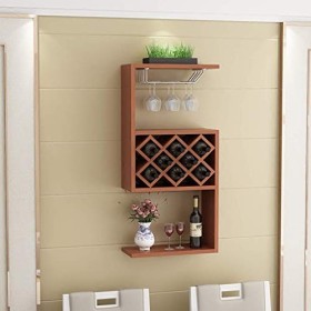 Casier à verres à vin suspendu-étagères porte-gobelet armoire à vin murale en bois, simple et moderne maison restaurant mur c