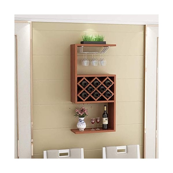 Casier à verres à vin suspendu-étagères porte-gobelet armoire à vin murale en bois, simple et moderne maison restaurant mur c