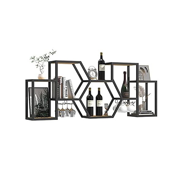Casier à vin mural moderne, casier à vin industriel avec étagères, support à vin suspendu, étagère de stockage de vin, présen