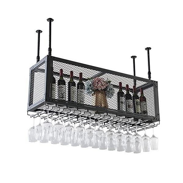 Casier à verres à vin suspendu, porte-bouteilles de vin monté au plafond, casier à verres à vin, casier à vin mural, casier à