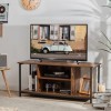 GOPLUS Meuble TV avec 4 Étagères Ouvertes, Console TV avec 2 Trous de Gestion des Câbles et Pieds Surélevés, Meuble de Rangem