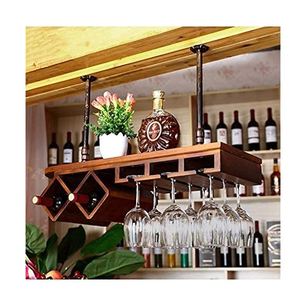 Casier à vin Casier à vin Plafond, Bar, Restaurant, Suspendu, Casier à Verres à Vin, Métal, Support à Gobelet Suspendu en Boi