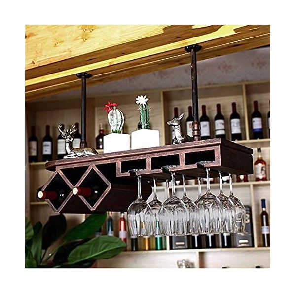 Casier à vin Casier à vin Plafond, Bar, Restaurant, Suspendu, Casier à Verres à Vin, Métal, Support à Gobelet Suspendu en Boi