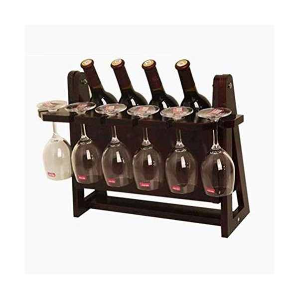 BROGEH Casier à vin en Bois casier à vin sur Pied casier à vin de Table - casier à Verres à vin Peut contenir 4 Bouteilles de