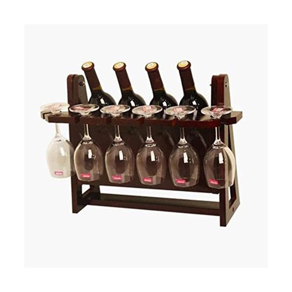 BROGEH Casier à vin en Bois casier à vin sur Pied casier à vin de Table - casier à Verres à vin Peut contenir 4 Bouteilles de